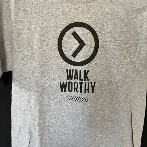 Moody Bible Institute Walk Worthy t-shirt short sleeved gray cotton size S - Picture 2 of 9
